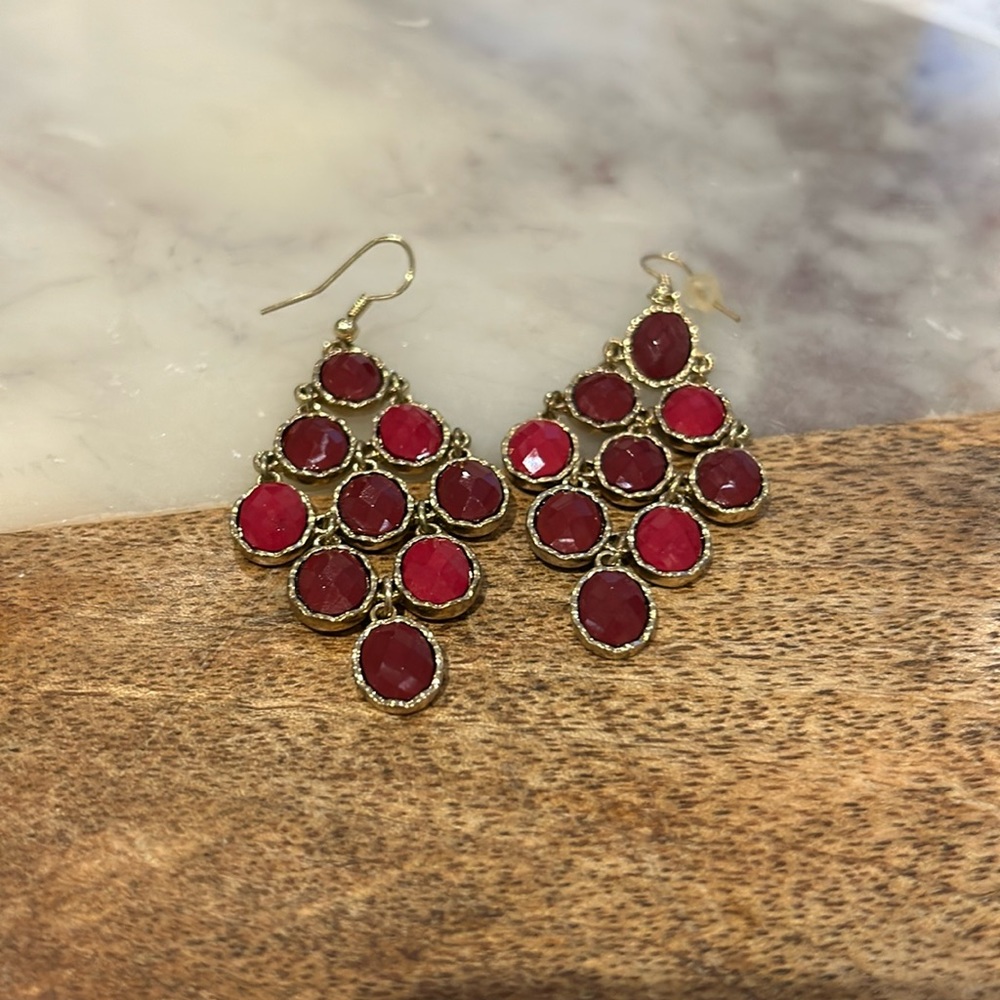 Fun, red, cascade style vintage-look earrings